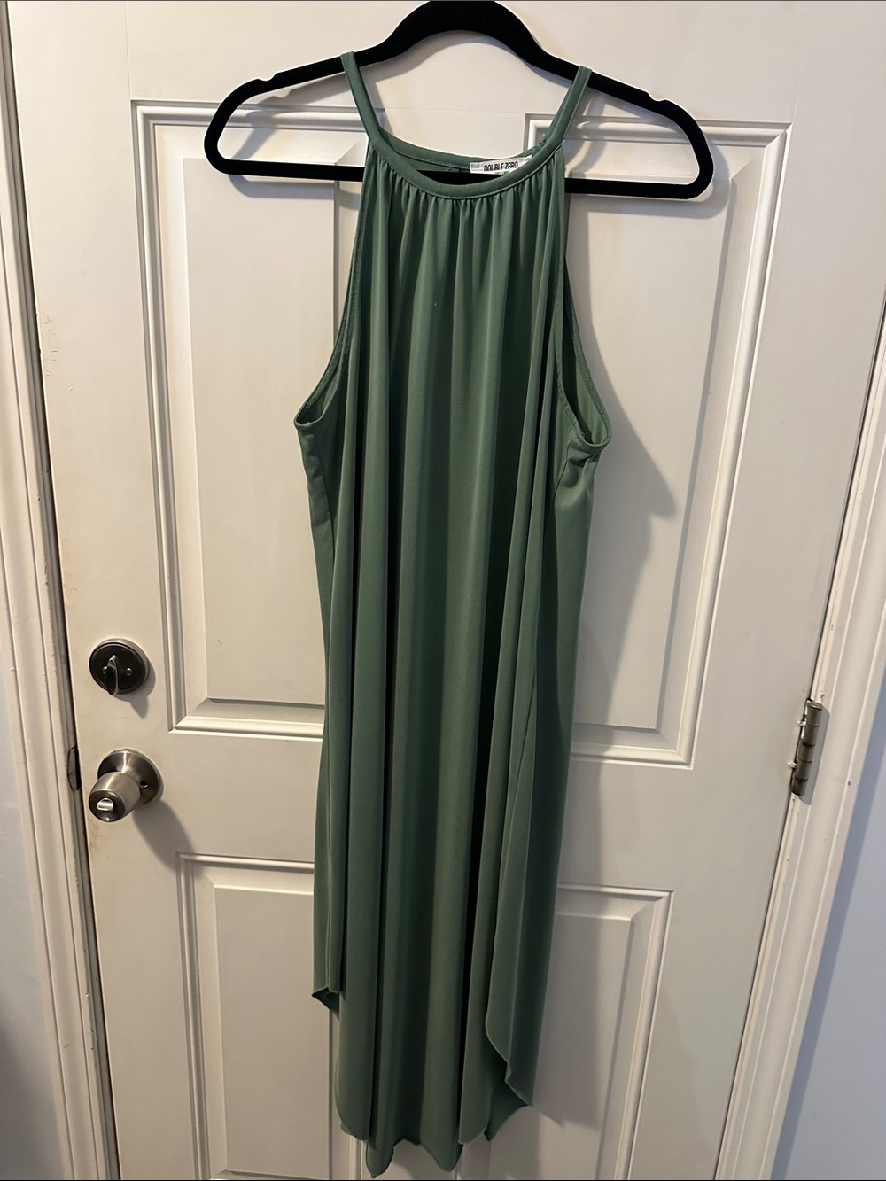 Double Zero Sleeveless Asymmetrical Dress in Sage Green